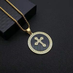 yunnique Stainless Steel Gold Plated <b>Cross</b> Pendant Necklace With Micro Inlaid Zircon For Men And Women Fashion Jewelry - Product Image 1