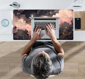 Özel Logo Pembe Siyah Oyun Masası Matı XXL Dikişli Kenarlar Özel Oyun <span class=keywords><strong>Mousepad</strong></span>'i Üreticisi XL Ofis Masası - Product Image 5