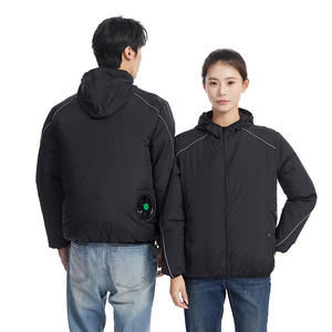 Veste d'extérieur d'été décontractée à manches longues pour hommes, <span class=keywords><strong>taille</strong></span> XS, capuche avec ventilateur de refroidissement, col montant, logo avant, protection solaire - Product Image 3