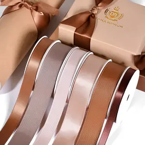 Ribest Wholesale Polyester Cream Ribbon Customize For Bake Handbag Gift Boxes Wrapping