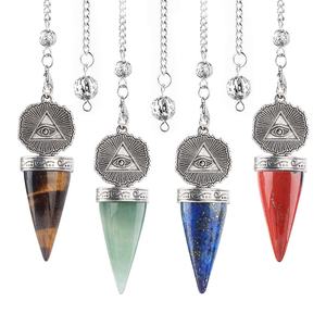 Prix d'usine Pendule conique en cristal de quartz pour la méditation, le Reiki, la sorcellerie et la spiritualité, avec motif Œil tout-voyant, pour la guérison et l'équilibre - Product Image 4