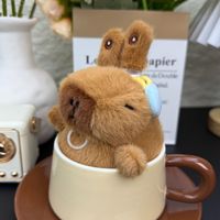 Nouveau jouet en peluche amusant Capybara avec des oreilles, porte-clés, peluche douce en coton PP rembourrée avec des oreilles mobiles, pendentif en peluche, cadeaux