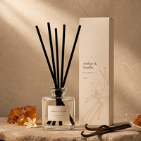 Diffuseur à roseaux carré 100 ml Marque Blanche, Kit Complet avec Huile Parfumée Bergamote Cèdre, Bouteille Personnalisée, Logo et Boîte pour Détaillants