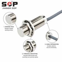Capteur de proximité inductif blindé M18 étanche IP67 NPN PNP 4mm 5mm 8mm NO NC DC 10-30V Boîtier en laiton OEM Personnalisé CE Câble 2M