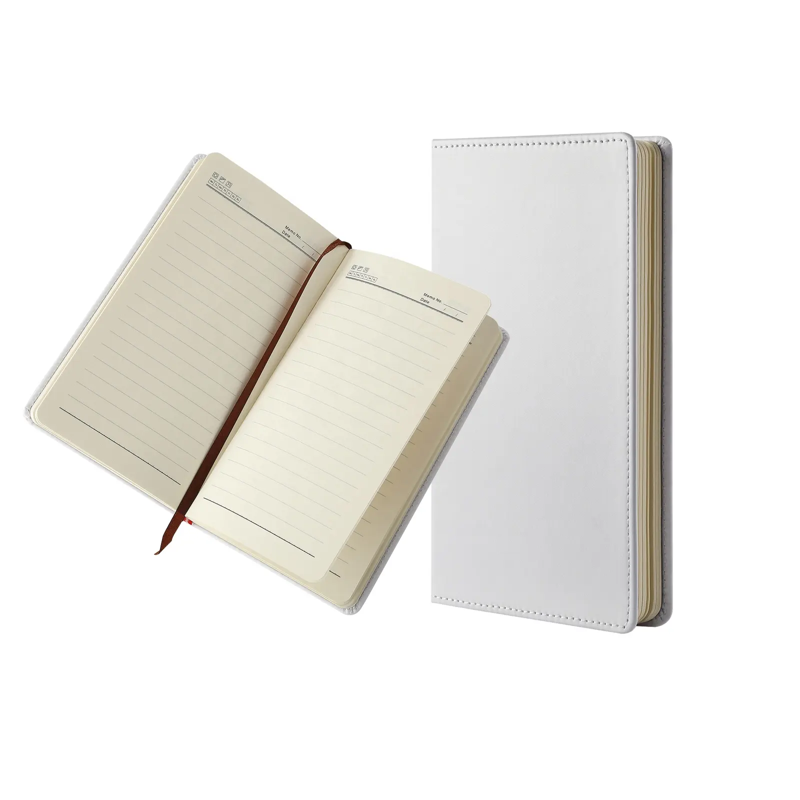 2022 süblimasyon boşlukları günlük defteri beyaz deri kılıf ofis notebooklar baskı A5 A6 PU hediye Polybag özelleştirilmiş kuşe kağıt