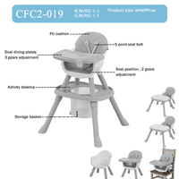 Chaise haute bébé 5-en-1 avec table de jeu à blocs et bureau plat, double plateau amovible, coussin en PU, chaise de repas pour tout-petits