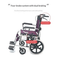 Fauteuil roulant pliable léger 10,2 kg en acier carbone, capacité de charge 100 kg, roues pleines de 16 pouces, fauteuil de mobilité manuel portable