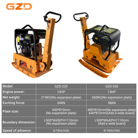 Compacteur à plaques réversible à essence GZD Heavy Duty C220T 13hp pour le compactage du sol et de l'asphalte
