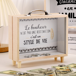 Tirelire en bois pour décoration intérieure personnalisée Tirelire transparente pour le stockage de l'argent tirelire - Product Image 4