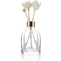 Bouteille d'aromathérapie en verre Unique, bouteille d'huile ronde de diffuseur de 200ml avec capuchon et bâton en or