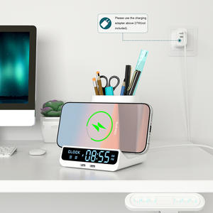 Chargeur sans fil 3 en 1 avec porte-stylo Horloges de bureau avec température et humidité Compatible avec <span class=keywords><strong>iPhone</strong></span> - Product Image 4