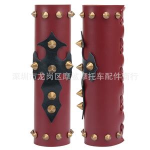 Couvre-fourche de moto Moshark 39mm-41mm en cuir avec rivets pour modification Harley-Davidson - Product Image 4