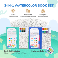 Joycat Ensemble de jouets de dessin en plastique, livre de coloriage à l'aquarelle pour enfants de 4 à 8 ans, unisexe