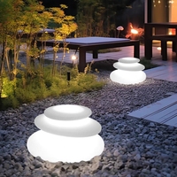 Lampe LED d'extérieur lumineuse à trois couches en pierre imperméable paysage pliant pierre créative cour pelouse forme sol motif lumières