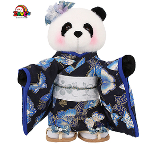 Zaves 30cm Thú nhồi bông gấu trúc thực tế mềm búp bê khổng lồ tùy chỉnh búp bê nhà sản xuất sang trọng sống động như thật Nhật Bản Kimono đứng đặt ra màu hồng - Product Image 1