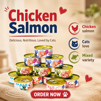 Nourriture humide pour chat de qualité supérieure, riche en protéines, en conserve de 85 g, saveur poulet et saumon, viande fraîche, friandises pour chat en boîte