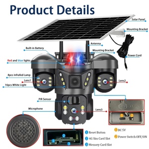 15mp 3lens Solar 4g/Wifi Sim Card <b>Camera</b> AI Human Tracking Two-Way Audio Home Wireless Security Surveillance Solar Cctv <b>Camera</b> - Product Image 5