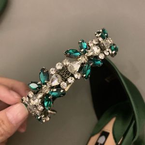 Zapatos de Tacón Alto para Mujer, Color Verde con Pedrería, Nueva Tendencia 2025, Elegantes y Sensuales para el Verano - Product Image 6