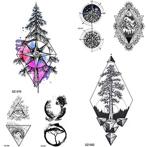 สติกเกอร์รอย<span class=keywords><strong>สัก</strong></span>ชั่วคราวศิลปะร่างกายสีสันสดใส<span class=keywords><strong>รูป</strong></span>กุหลาบแดงต้นไม้เข็มทิศดอกไม้ครึ่งแขน - Product Image 3