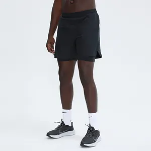 Boş özel Logo atletik Jogger spor şort Mens koşu spor Fitness şortu çizgili örgü 2 in 1 yaz rahat eğitim şort - Product Image 4