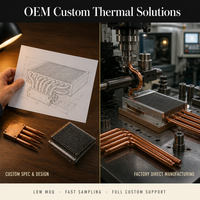 Dissipateur thermique pour processeur à 6 caloducs, base en cuivre, ailettes en aluminium, refroidisseur pour serveur, équipement industriel, solution thermique personnalisée OEM
