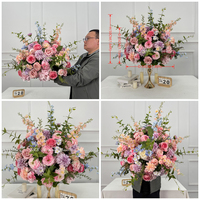Boule de fleurs artificielles uniques en soie, roses bleues et blanches, centre de table décoratif, boule florale pour demande en mariage, fête de mariage