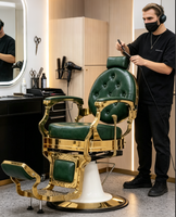 Chaise de barbier hydraulique pliable ergonomique avec siège en métal, design contemporain, mobilier de salon commercial portable