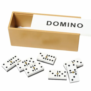 Juego de Mesa Familiar Clásico Dominó: Set de 28 Fichas de Dominó de Madera con Doble 6 y Puntos Blancos de Melamina para Fiestas - Product Image 1