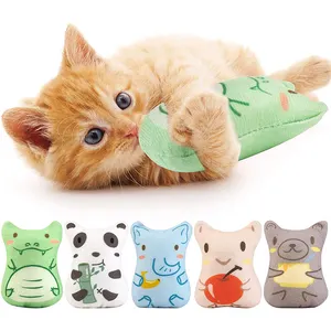 Fornitori di animali domestici giocattolo interattivo per erba gatta per animali domestici materiale in cotone giocattolo da masticare per la dentizione del gatto animale del fumetto