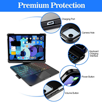 Casing Keyboard iPad dengan Touchpad Putar 360 Derajat dan Lampu Latar, Kompatibel dengan iPad Pro 11 M4, iPad Air M3, Generasi 6/7, iPad 10 Generasi ke-10, 10.9 Inch A16