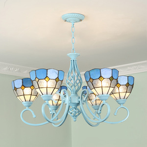 Elegante Lampadario a Sospensione in Ferro e Vetro Stile <span class=keywords><strong>Tiffany</strong></span> a 6 Luci LED, Garanzia di 2 Anni, Vintage Vittoriano per Sala da Pranzo/Ristorante 3000K - Product Image 1