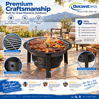 Brasero d'extérieur portable, barbecue au charbon de bois, cuve en acier à niveaux, trous de ventilation, pieds trépieds, grille de cuisson, brasero allemand