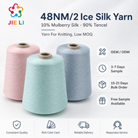 Fil à tricoter en soie glacée 48NM/2, 10% soie de mûrier, 90% pour teinture, écologique, frais, respirant, lisse, pour vêtements d'été et tricots
