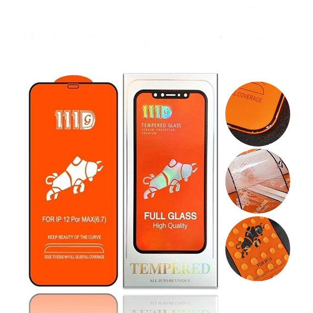 Wholesale Factory Price High Quality HD Clear Full Coverage 111D Tempered Glass Screen Protector for Iphone 14 15 Mini Pro Max