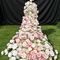 Vente en gros de fleurs artificielles en soie réaliste faites à la main, cascade de fleurs murales, bouquet pour mariage, Saint-Valentin, imperméable et durable