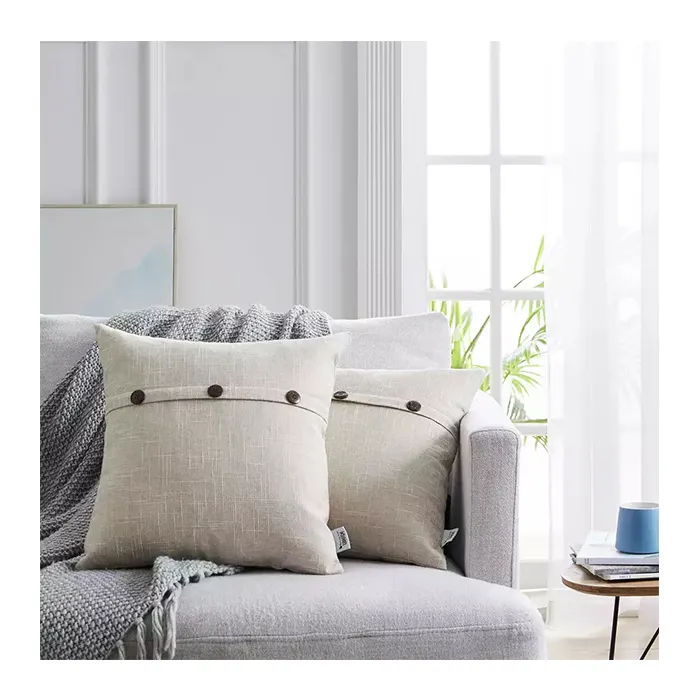 Farmhouse Throw Pillow Covers Triple Button Vintage Cushion Covers Farmhouse Pillow Covers For Couch Sofa Bed