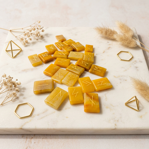 Pierre de Rune en Agate Jaune Naturelle, Cube de Cristal Gravé, Mini Pierre Sculptée, Décoration Guérisseuse, Pierres Précieuses en Vrac - Product Image 3