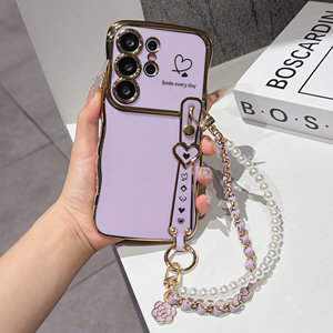 Nueva Funda para Teléfono Móvil con Correa de Muñeca en Forma de Ola Electrochapada y Brazalete de Perlas para Samsung S26 Ultra S25 S24 S23 Plus en Stock - Product Image 4
