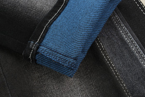 Tela vaquera de sarga grande para hombre, color negro, con azul en el reverso - Product Image 3