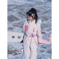 Combinaison de ski une pièce pour femme Hiver 2026, style tendance, coupe-vent, imperméable, épaissie, pour snowboard et ski LAD451