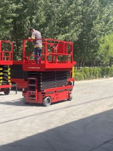 Plataforma de trabajo aéreo elevadora de tijera eléctrica autopropulsada de 8M para posicionar y tirar mesas elevadoras a la venta - Product Image 6