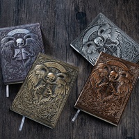 Carnet Death Angel personnalisé en similicuir gaufré, journal d'écriture à reliure sans fil, style sombre, cadeau idéal
