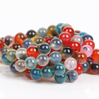 Perles rondes en pierre d'agate naturelle colorée en forme de cœur de sucre, 8mm, 45 pièces, perles en vrac pour la fabrication de bijoux, bracelets, colliers, accessoires
