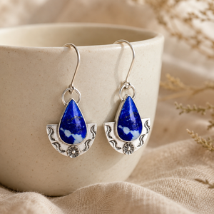 Orecchini pendenti vintage bohémien blu intenso da donna, gioielli di moda di tendenza - Product Image 6