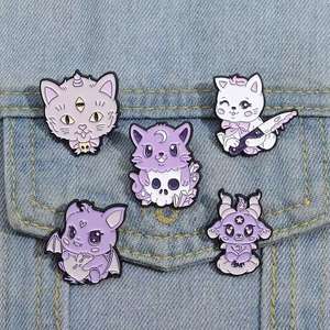 Grosir lencana Pin lucu kucing ungu gaya bros Harga murah lembut Enamel Pin kerah untuk dekorasi - Product Image 3