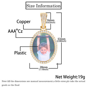 Collar Hip Hop con Colgante de Marco de Fotos Ovalado con Microcirconitas, Nuevo 2025 - Product Image 6