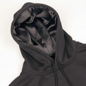 Sweats à capuche en soie pour femmes Double couche unie avec logo personnalisé de haute qualité pour hommes pull-over polaire unisexe sweats à capuche doublés de satin avec capuche en satin - Product Image 1