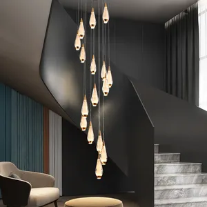 Lustre de led de luxo moderno, lustre de cristal interior, espiral, lâmpada, sala de estar, restaurante, criativo, pendurado