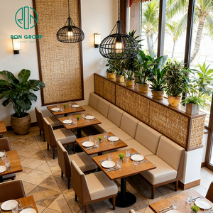 Juego de Mesa y Sillas de Ratán Blanco del Sudeste Asiático Moderno para Cafetería de Comida Rápida, Muebles de Asientos Tipo Sofá para <span class=keywords><strong>Restaurante</strong></span> - Product Image 2