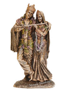 Estatua de Resina de Radha Krishna, Gran Escultura de Buda India, Artesanía Nirmala, Diseño Art Deco Hecho a Mano en Rajasthan, para Decoración de Mesa - Product Image 3